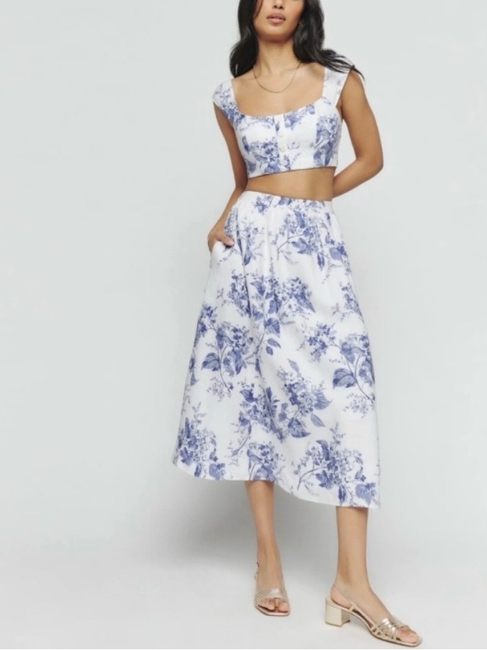 Reformation Teya Floral Linen 2 piece Set